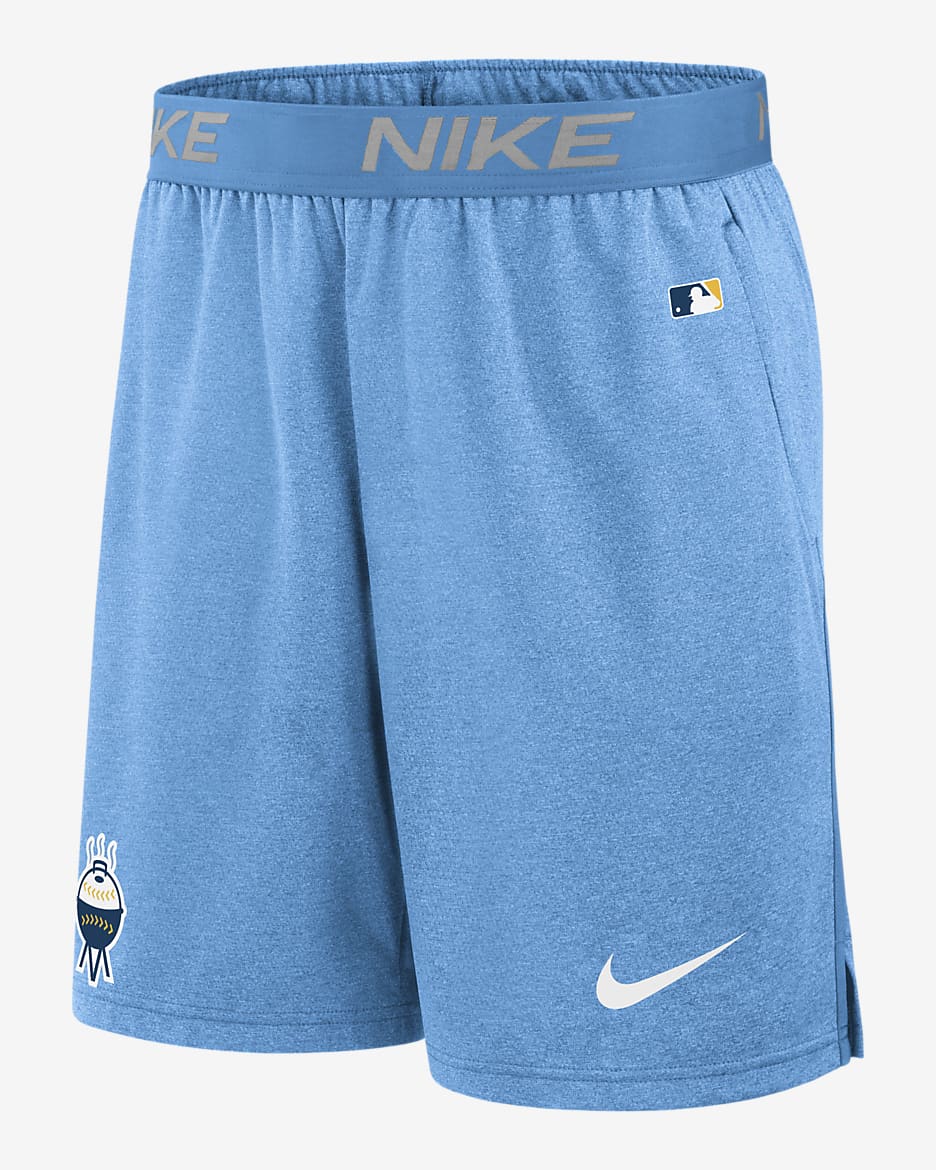 Shorts Nike Dri FIT de la MLB para hombre Milwaukee Brewers City Connect Practice